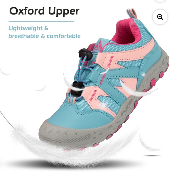 Mishansha Sneakers Girls Hiking Shoes Lightweight Velcro Pink . Size 3 - Picture 3 of 16